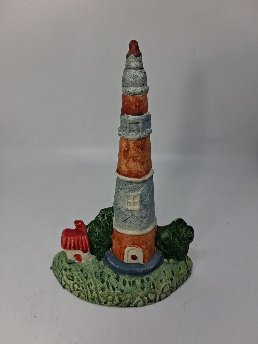 Vintage Hand-Painted Metal Lighthouse Home Art Figurine Doorstop
